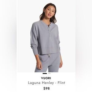 Vuori Heathered Gray Knit Top - Laguna Henley Flint